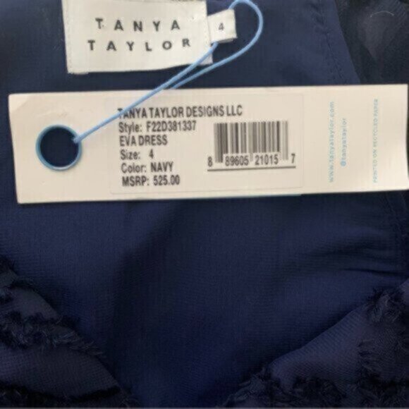 NWT Tanya Taylor Eva Navy Blue Puff Sleeve Mini Dress - Picture 13 of 13